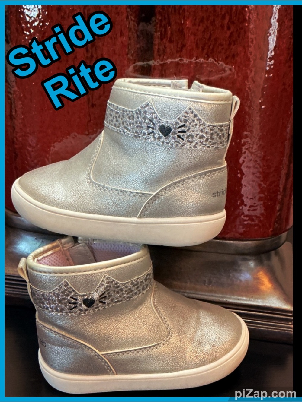 Stride Rite 360 Silver Kids Ankle Boots - Size 5